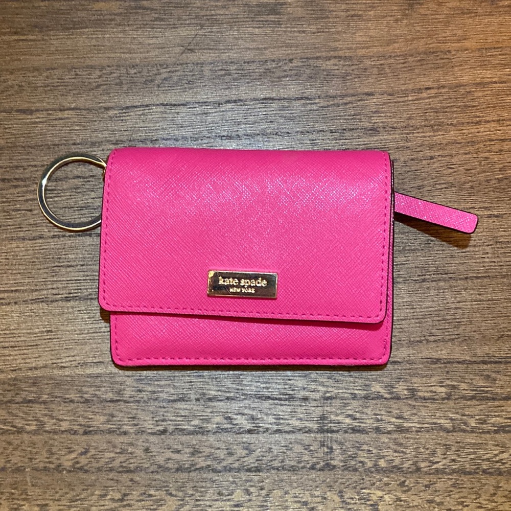 Kate Spade wallet with key ring - hot pink